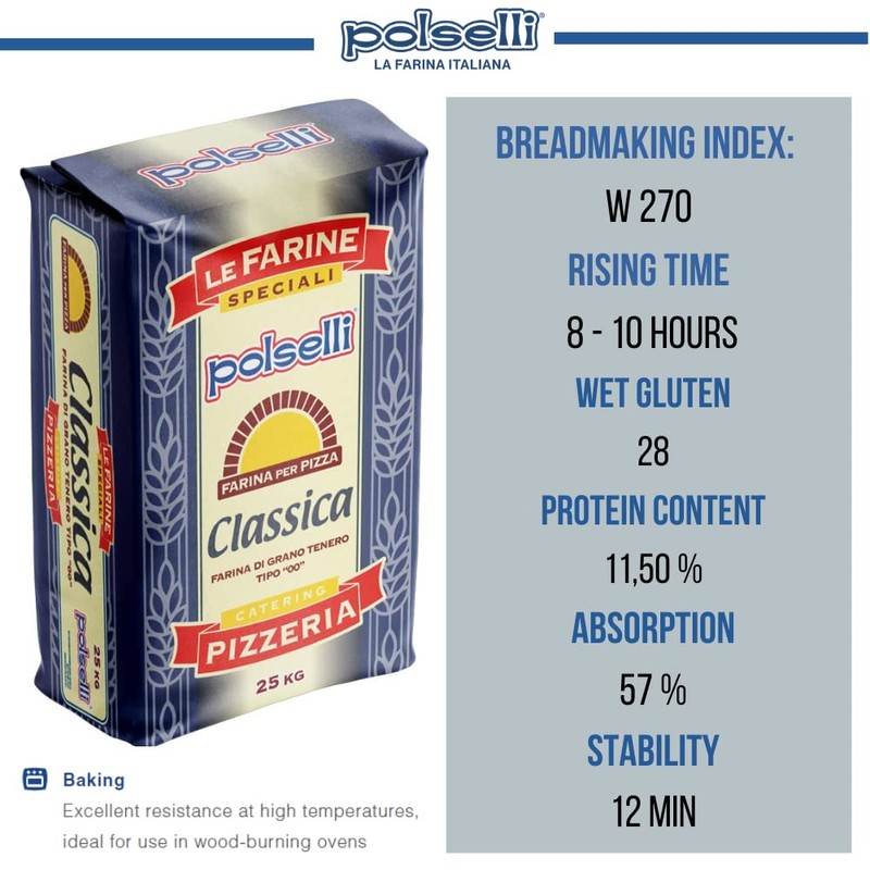 POLSELLI Classica, Type 00 Double Zero Flour, All Natural for
