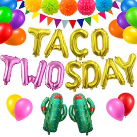Taco Twosday Birthday Party Decorations Taco Birthday Party Decoration Taco Tuesday Decoration Taco Twosday Banner Balloons Mexican Fiesta 2nd Birthday Decoration Cinco De Mayo Party Supplies For Girl