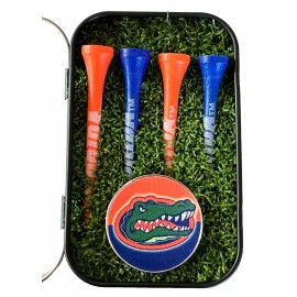 SportzCollectables.com Florida Gators.. Golf Ball Marker in Gift Tin with 4 Gator Tees... Gift Box
