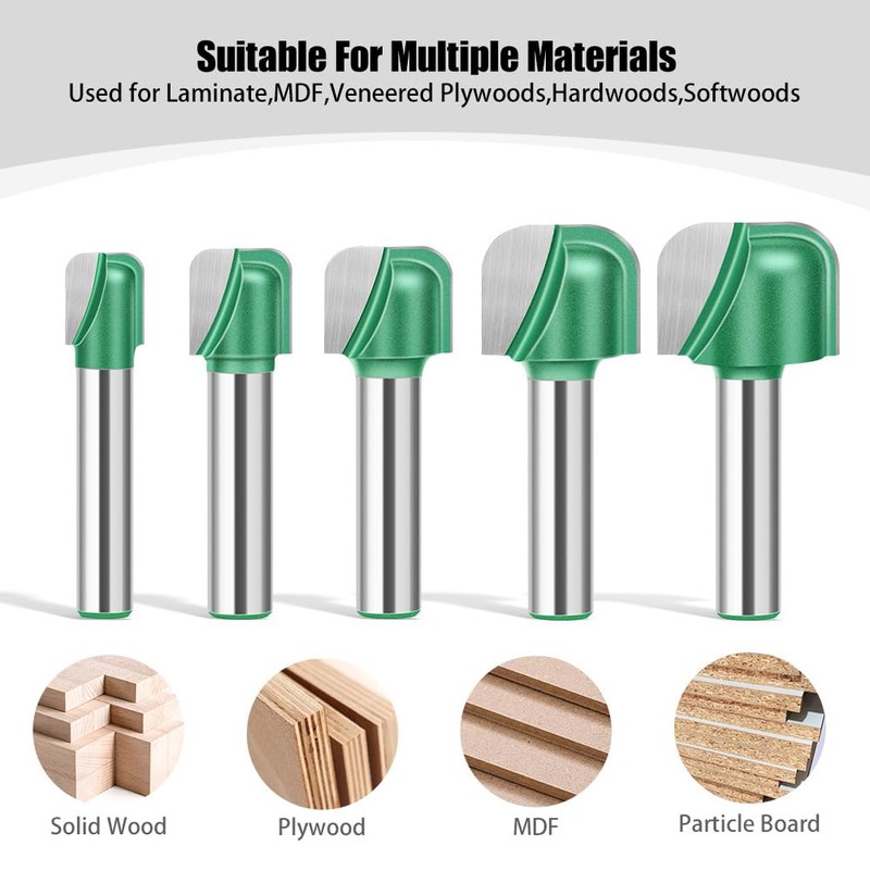 WSOOX Pack of 5 Chamfer Cutters 8 mm Shank Bowl
