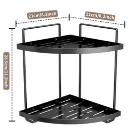 YIWANFW 2-Tier Bathroom Counter Organizer, Corner Bathroom Organizer Countertop, Black Iron Vanity Tray Counter Corner Shelf, Corner Organizer for Perfume Skincare Makeup Toiletries, Kitchen Storage