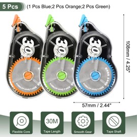 M&G 5 Pack 98 Ft White Out Tape, White Out Correction Tape Tear Resistant Whiteout Tape Easy to Use Instant Bulk Cool Transparent Dispenser for Classroom Office Home, Black