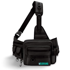 elbfang Fishing Bag Black Waterproof Fishing Backpack Case Bag Fishing Accessories Bag for Anglers for Spin Fishing, black