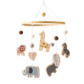Handmade Mobile Baby with Felt Balls and Animals, Mobile Forest Animals Mobile Animals Baby, Baby Mobile for Bed, Mobile Baby Wind Chimes, Mobile Baby Wooden Baby Bed for Babies, Boys and Girls