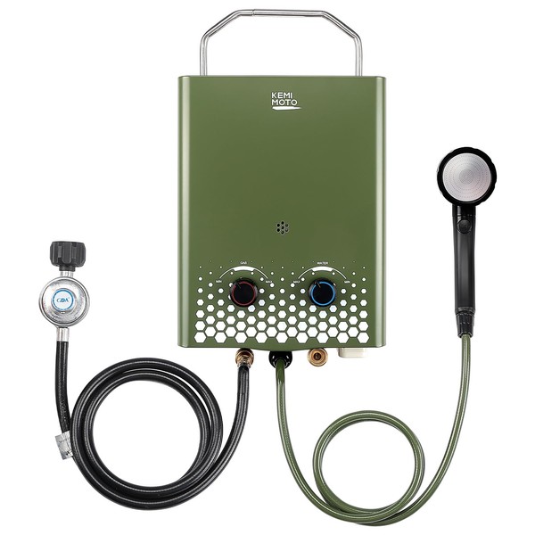 KEMIMOTO Tankless Water Heater, Outdoors 1.32GPM 5L Portable Propane Water