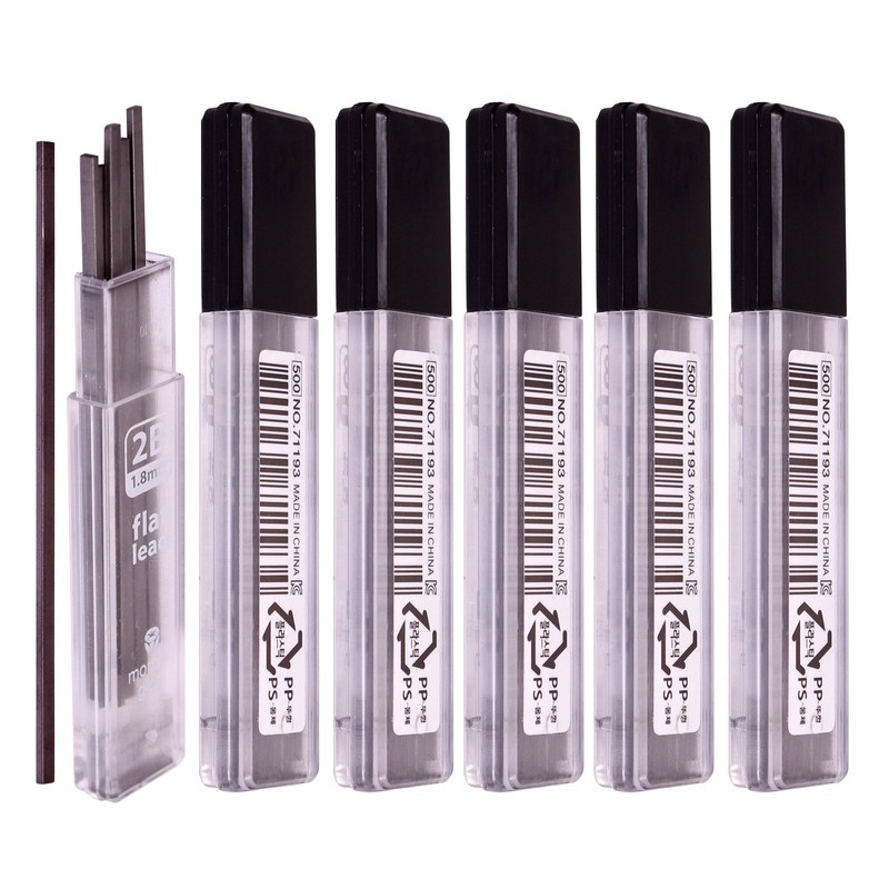 Sketch フラットリード 1.8mm ホルダーペン シャープペンシル ドラフトドローイング アートスケッチ/カリグラフィー/マーキング用 (1.8mm 2B リード6本-36本)