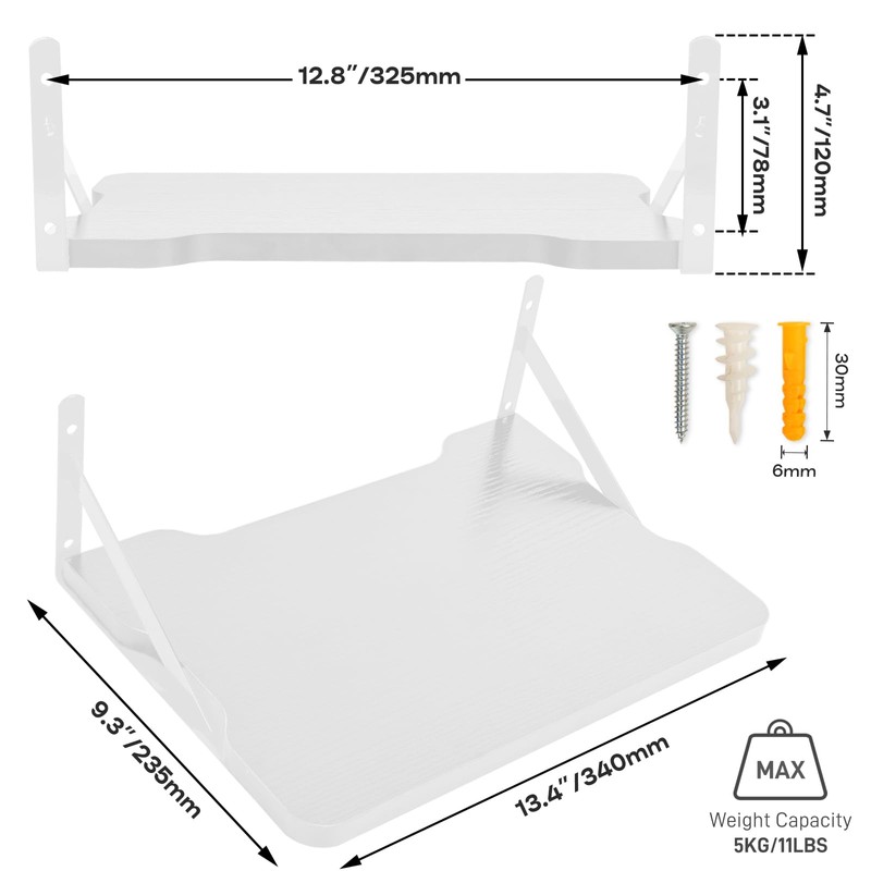 White Small Mini Projector Shelf/Projector Wall Mount Floating Shelf/Router Shelf/Modem
