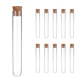 Jagowa 10 Pcs 10 ML Test Tube 10 x 1.5 CM Round Bottom Plastic Transparent Plastic Test Tube with Cork Sealing Test Tube for Storing Seeds Liquid Candy Tea