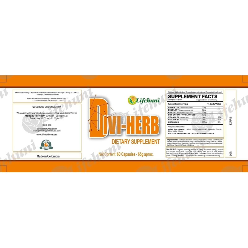 Divi-Herb Natural Supplement - 60 Capsules