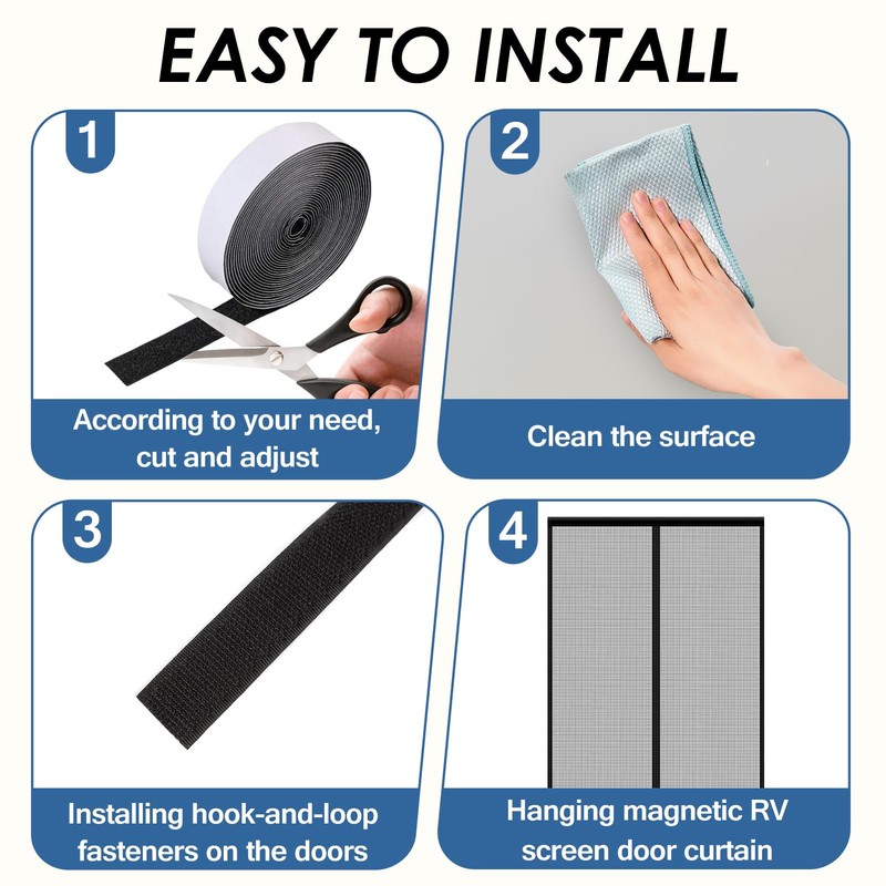 NVAAV RV Screen Door Curtain with Magnetic Closure, Magnetic RV
