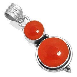 Jeweloporium Natural Orange Carnelian 925 Silver Pendant for Women Gemstone Cocktail Silver Pendant Necklace Easter Gift Victorian Jewelry