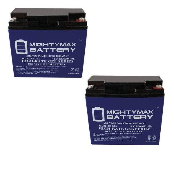 Mighty Max Battery 12V 22AH Gel Battery Replacement for Power ES22-12 - 2 Pack