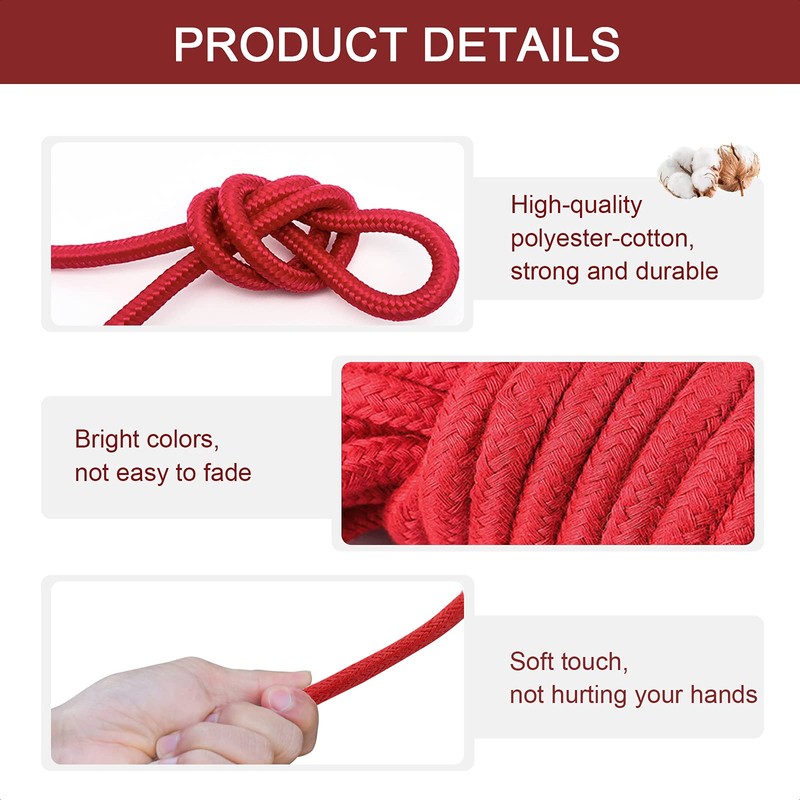 Soft Cotton Rope, 3 Pcs Red Cotton Rope & 1