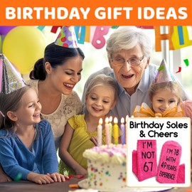 HAPPYPOP 67th Birthday Gifts for Women - Meaningful 67 Year Old Birthday Gifts Ideas for Grandma, Socks for 67 Year Old in Pink