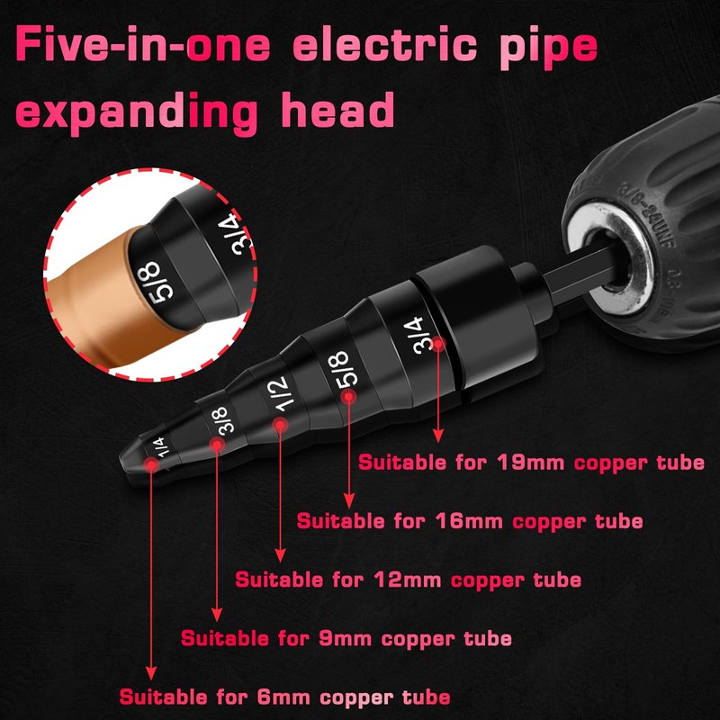Hakkin 7Pcs Swaging Tool Drill Bit Set, Pipe Expander Tool