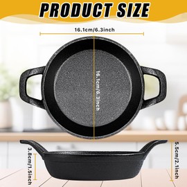 Bgtecho 4Pack Mini Cast Iron Skillets, 6.3 x 6.3 x 1.5 Inch Frying Pan, Black Small Skillet, Cast Iron Pan with Handle, Mini Casserole Dish Skillets for Kitchen Baking Cooking Indoor Outdoor