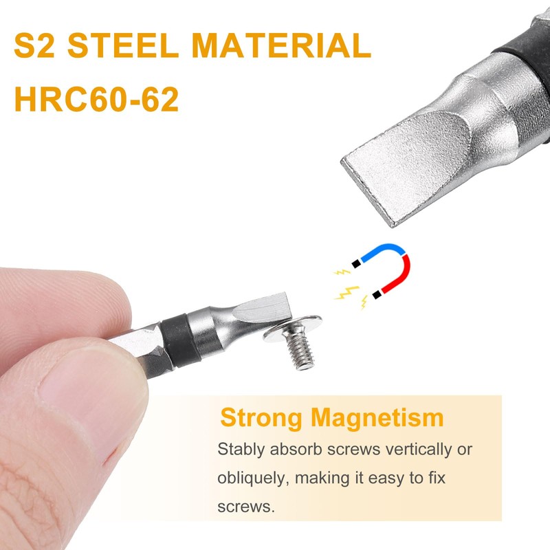 sourcing map 10pcs Slotted Screwdriver Bit SL5 1/4" Hex Shank