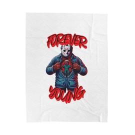 Forever Young Jason Opening Up To Younger Self Voorhees Friday Horror Fun Velveteen Plush Blanket - Size: 60" × 80"