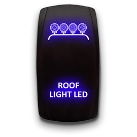 ROOF Light LED (Round) - Blue - Laser Etched 5-Pin Double Pole Single Throw Maintained ON-Off DPST Toggle Switch 20A 12V
