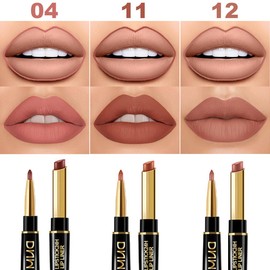 Aseawave 3Pcs Lip Liner and Lipstick Combo Set, Chestnut Nude Brown Lip Liner Lipstick for Women Magic Lipstick 24 Hours Original Lip Liner Makeup Stain Long Lasting Waterproof Smudge Proof labial