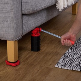 Relaxdays Furniture Lifter and Furniture Roller Set, Transport Castors Furniture, up to 150 kg, Rotatable, 8 Attachments, Furniture Slider, Red/Black