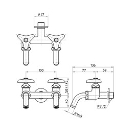 三栄 Faucet [Sanei] Single Faucet Double Mouth Home Faucet [F13 A – 13] [Faucet Faucet bust100 Sun Stingray]