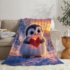 Penguin Throw Blanket Ultra Soft Warm Flannel Fleece Cute Penguin Blanket Penguin Lovers Blankets Lightweight Fuzzy Decor Gifts for Women Men Girls Boys 50"x40"