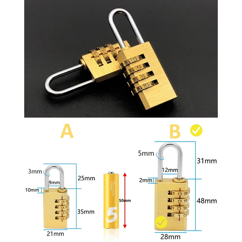 Combination padlock, suitcase lock, 4 digits, weatherproof, time lock, locker