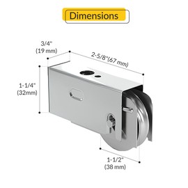 Brixwell 9-392ss Patio Door Roller Assembly Stainless Steel Wheel Type 1-1/2" Wheel Size 2-5/8" Length