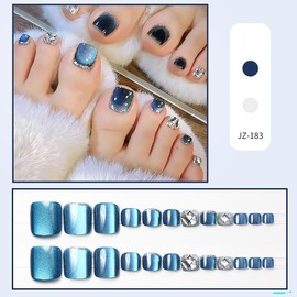 SEMTIM JZ-183 Nail Tips, 24 Pieces, Thumb False Nails, Foot Nails, Reusable Gel, Nail Tips, Summer Nail Tips, Summer, Weddings, Coming-of-Age Ceremonies, Easy for Feet