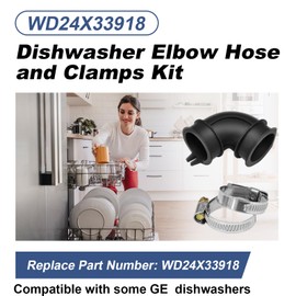 WD24X33918 Dishwasher Circulation Pump To Sump Elbow Hose and Clamps Kit for Some GE Dishwasher