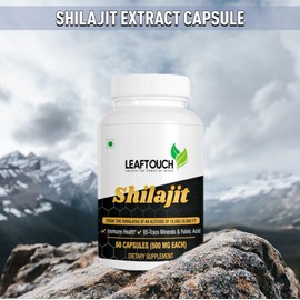 LEAFTOUCH Shilajit Supplement 60 Capsules- Pack of 1 (500 MG Each) | Lab Tested