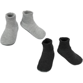 BenSorts Man Fuzzy Slipper Socks with Grippers Warm House Indoor Fleece Cabin Cozy Socks Gifts 2 Pairs Gray Size 7 8 9 9.5