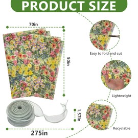 Navy Sugar Monet Garden Tissue Paper For Gift Bags Set10 Sheets of lmpressionist Floral GiftWrap + Fishtail Ribbon, Artistic TissuePaper for Presents, Scrapbooking &Flower Bouquets(Watercolor Dream)'