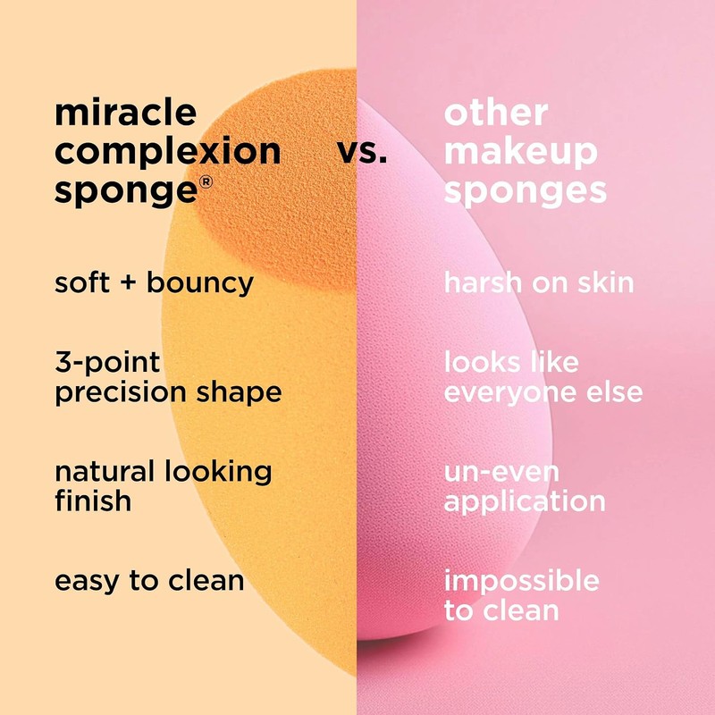 Real Techniques, Esponja Miracle Complexion con Estuche de Viaje, Esponja