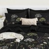 Yiran 7 Piece Black Floral Comforter Set Queen Size, Dandelion
