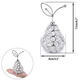 Tolida Sparkly Crystal Pear Fruit Ornament Artificial Fruit Sculpture Figurine Centerpiece Decor for Home Dining Table, Wedding/Birthday Party (Pear, Silver)