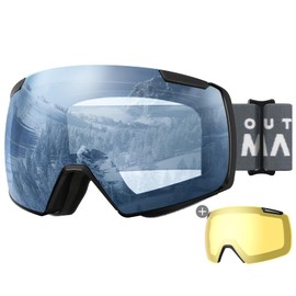 OutdoorMaster Heron Ski Goggles with 2 Lens, Frameless, Magnetic Interchangeable HD Toric Lens, OTG Snowboard Goggles for for Men & Women, 100% UV Protection Snow Goggles