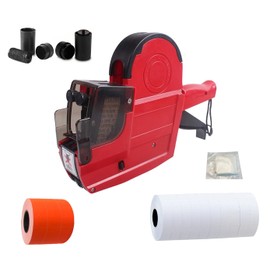 NaviLintek 2-Line 20-Digit Price Gun,Pricing Labeler w/ 1500 Orange 5300 White Labels 3 Ink Rolls Kit,Date Code Tagging Stickers Tag Machine for Retail Garage Sale,Clothes Label Applicator (Plus)