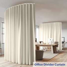 cbsroro Room Divider Curtains Ceiling Curtain Track Sets Blackout Curtains Ceiling Track for Curtain Flexible Track Curtain Extra Wide，W 10 x H 9ft 1Panel Beige Curtain and White Track