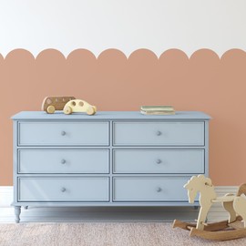 SHYJSHYJ Scallop Border Wall Stencils Kit for Painting Large Pattern on Wall, Reusable Cloud Scallop Edge Template for Nursery, Kids Bedroom Livingroom Home Scandinavian Boho Painting Wall Décor