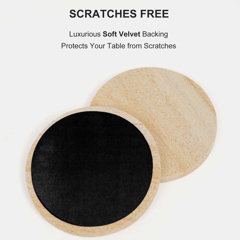 YONGHEE Absorbent Coasters Set of 6, Desert-Like Patterns Natural Sandstone