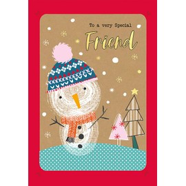 Piccadilly Greetings Christmas Card To a Special Friend Naïve snowman - 9 x 6 inches