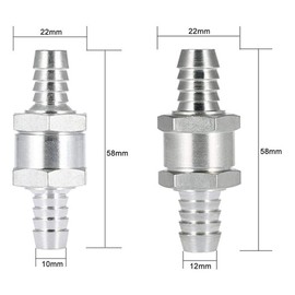 Pack of 4 Aluminium Valve Check Valve (6 8 10 12 mm) Aluminium Fuel Check Valve for Petrol Diesel Oil Water Chrome Car Carburettor Low Pressure System Aluminium