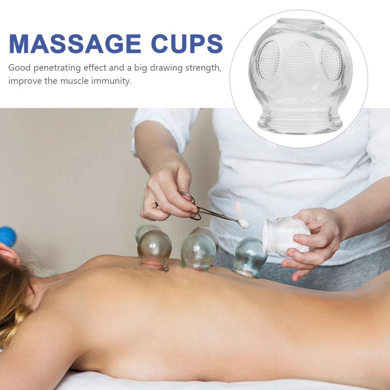 Healifty 6Pcs Cupping Therapy Sets: Glass Fire Thick Glass Cupping
