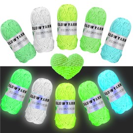 5 Rolls 55 Yards Glow in Dark Yarn,Sewing Crocheting Supplies Knitting Luminous Yarns,Multicolor Glow in The Dark Yarn for Crocheting,Crochetings Yarns for DIY Knitting Party Supplies