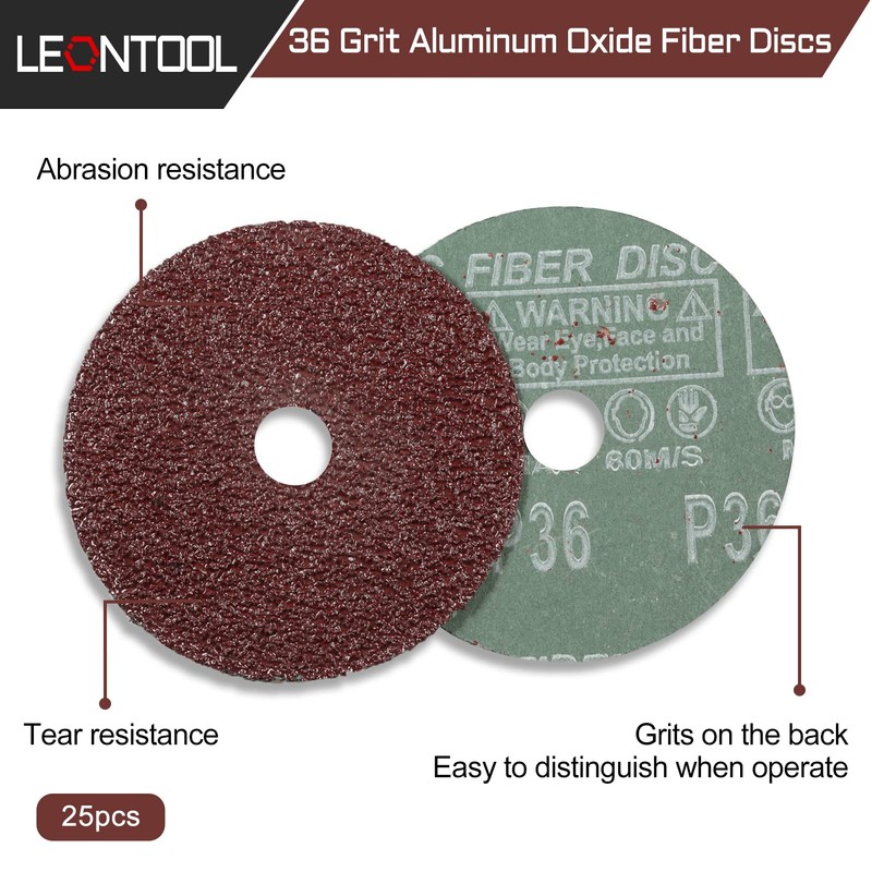 LEONTOOL Aluminum Oxide Resin Fiber 25pcs 4-Inch Resin Fiber Sanding