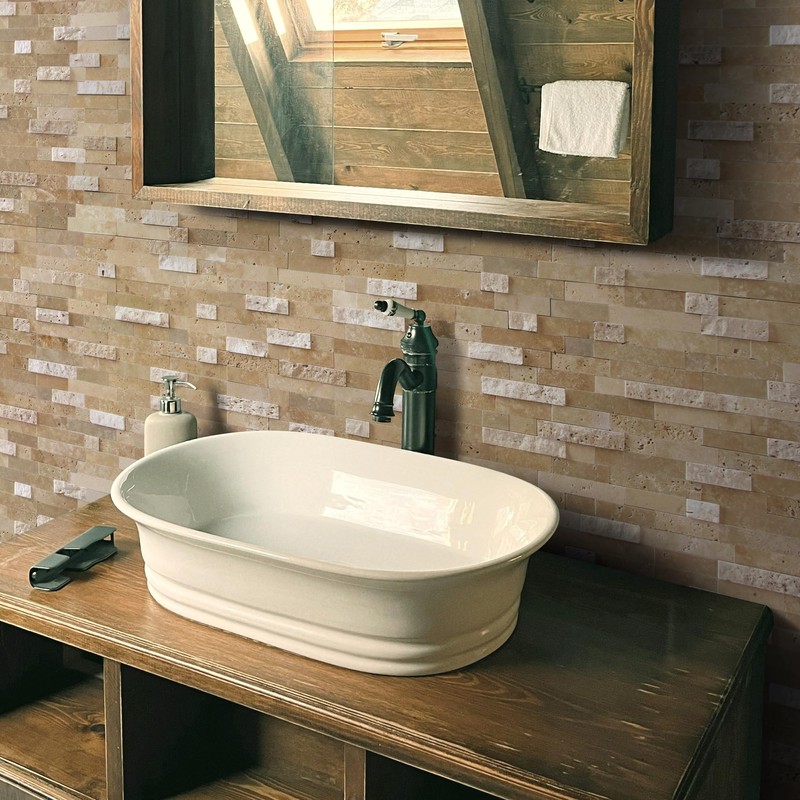 SUNWINGS Peel and Stick Mosaic Natural 3D Stone Self Adhesive