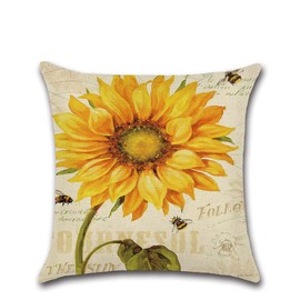 FLORICA Throw Pillow Case Cushion Cover Set of 4 Linen Square Cushion Covers Home Decor Decorative for Sofa Couch Bed Chair Ocean Theme 18 * 18in (Sunflower)