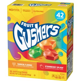 Gushers Strawberry Splash and Tropical Flavors, 0.8 Ounce (42 Count) (Pack of 4)